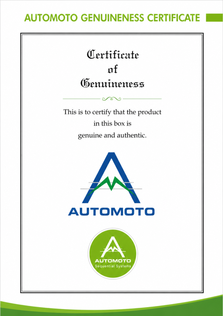 automoto genuineness certificate